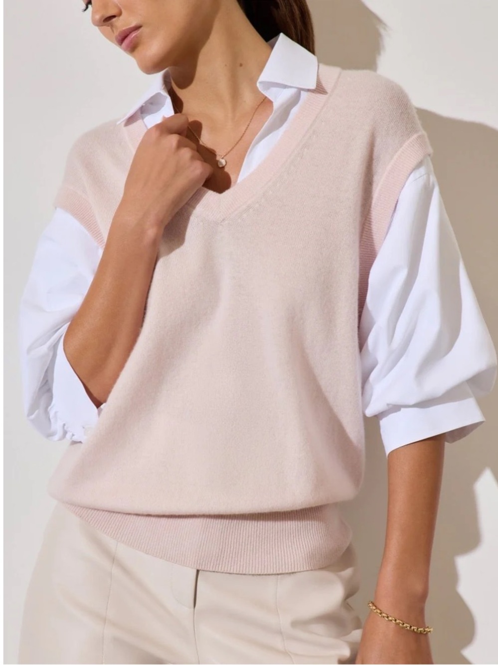 NWT BROCHU WALKER Kate Shirt Looker Sweater Wool & Cashmere Size L